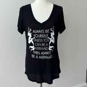 Bird & Vine Los Angeles Size Small Shot Sleeve T-Shirt Deep V-Neck Mermaid